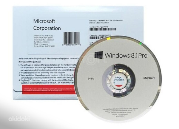 Operatsioonisüsteem Microsoft oem Windows 10Pro, 8.1Pro