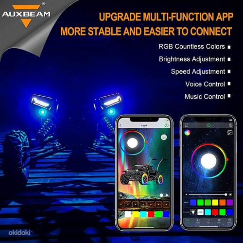 8 Pods RGB LED Rock Lights with Bluetooth Controller (uus) (foto #7)