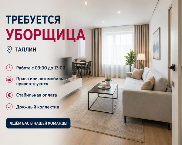 Koristaja töö Tallinnas. Paindlik graafik