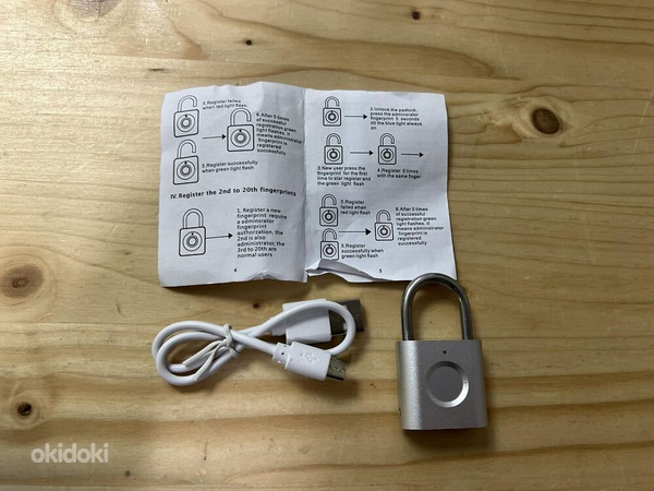 Sõrmejälje lugejaga tabalukk Fingerprint Padlock Smart Lock (foto #3)