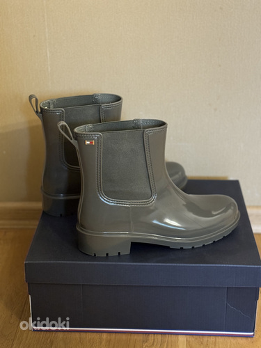 TOMMY HILFIGER БОТИНКИ - FLAG RAINBOOT /OLIVE