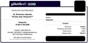 Roheliste rattaretk 2026 "Kuidas elad Haapsalu" piletid 2tk (1 foto / 1)