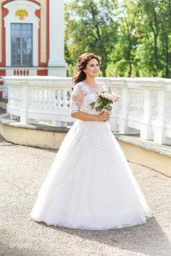 Свадебное платье L - XL, 40- 42, украшение, шубка - муфта (фото #2)
