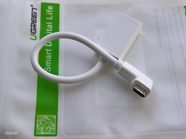 Micro USB2.0 A Male to USB2.0 B Female OTG Cable 90 Angle (фото #1)