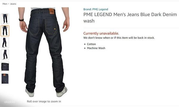 PME LEGEND Men's Jeans Blue Dark Denim wash W36 L34 (фото #6)