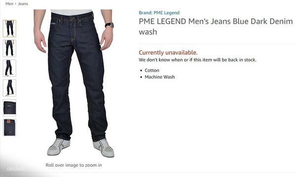 PME LEGEND Men's Jeans Blue Dark Denim wash W36 L34 (фото #7)