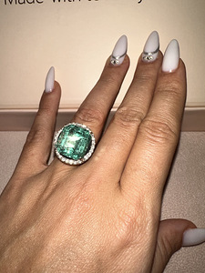 Smaragd/emerald 15,48 ct (!) teemant sõrmus, plaatina (6 foto / 8)