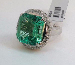 Smaragd/emerald 15,48 ct (!) teemant sõrmus, plaatina (8 foto / 8)