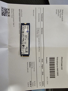 Kingston m.2 nvme ssd 500gb uueväärne (1 foto / 1)