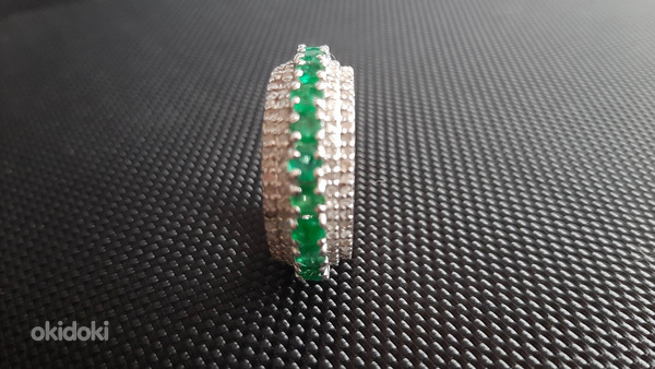 Hõbedast sõrmus smaragdidega ja teemantitega (mikro) (foto #2)