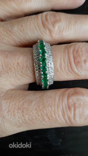 Hõbedast sõrmus smaragdidega ja teemantitega (mikro) (foto #3)