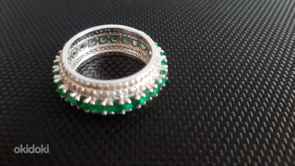 Серебряное кольцо с изумрудами и бриллиантами (микро) (фото #4)