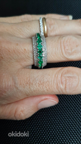 Hõbedast sõrmus smaragdidega ja teemantitega (mikro) (foto #8)