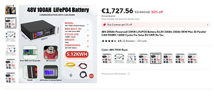 Аккумулятор Lifepo4 48 v (51,2v)150ah 7,6kw/h (2 фото из 7)