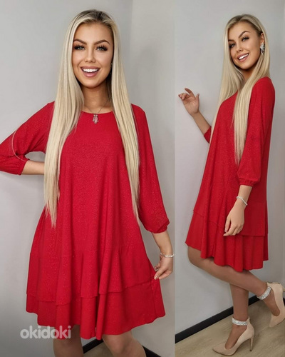 UUS Ярко-красное платье с блестками, размер XL+ (фото #1)