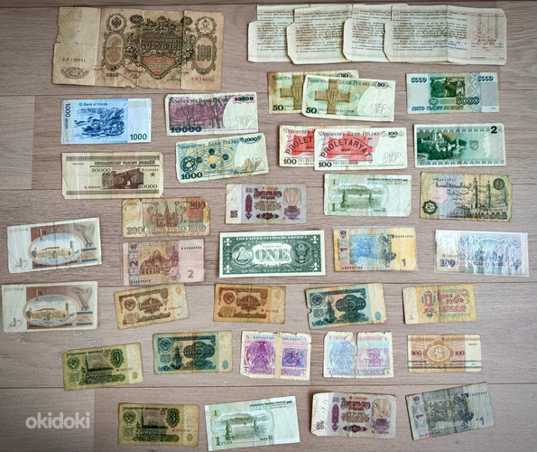 Suur komplekt paberraha paber raha erinevad rahad kupüürid (foto #2)