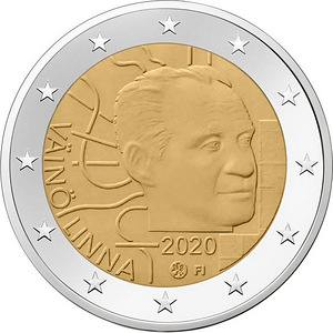 Финляндия 2 евро 2020а. Väinö Linna (UNC)