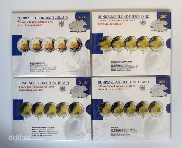 Saksamaa 2 euro Proof ADFGJ 2006-2022
