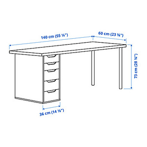 IKEA Письменный стол 140х60 LAGKAPTEN с серой столешницей (3 фото из 4)