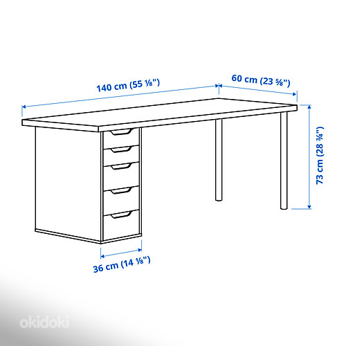 IKEA Письменный стол 140х60 LAGKAPTEN с серой столешницей (фото #3)