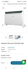 Uus Electrolux konvektor/ radiaator 1500/ Tähesaju11 (1 foto / 1)