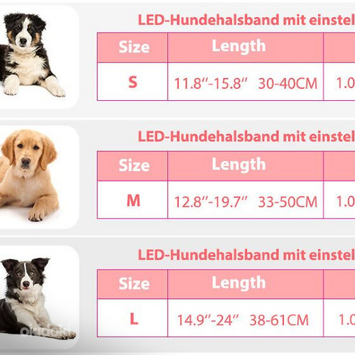 Новый! Ошейник для собак со светодиодной подсветкой, 33-50 с (фото #4)