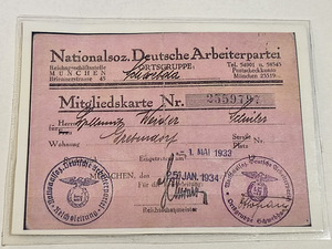 NSDAP Liikmekaart mündiga (2 foto / 3)