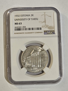 1932 ESTONIA 2K UNIVERSITY OF TARTU NGC MS 63