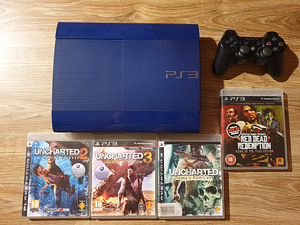 PS3 Ultra Slim Blue + 20 mängu