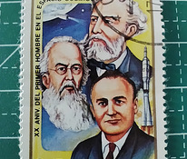 Verne, Tsiolkovski y Korolev. 1 c. of Cuba 1981