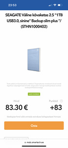 Väline kõvaketas Seagate Backup Plus SLIM 1TB USB 3.0 (2 foto / 2)