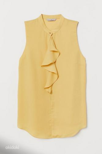 H & M новая блуза с оборками, бело-желтая XL / 40/42 (фото #2)
