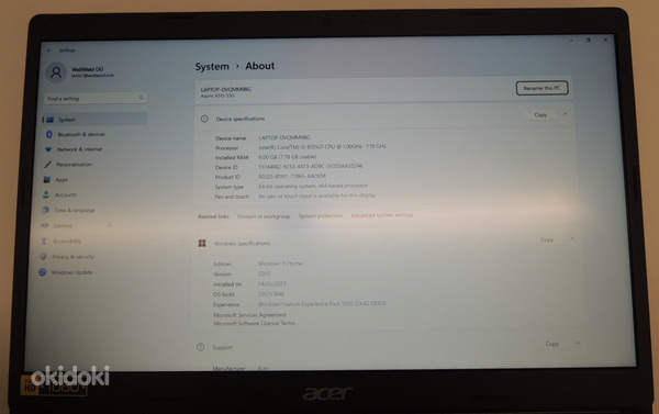 Sülearvuti Acer Aspire 5 + laadija (foto #6)