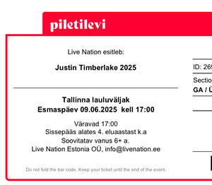 Justin Timberlake üldala pilet PDF