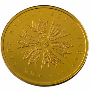 Памятная золотая монета Эстония 100 2018