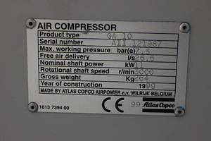 KRUVIKOMPRESSOR ATLAS COPCO GA 10 FF (7 foto / 9)