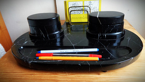 Antiikne NERO MARQUINA marmorist tindipott - 1930ndad (7 foto / 9)