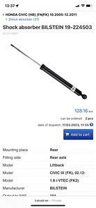 Honda amordid bilstein 19-224503 (4 foto / 4)