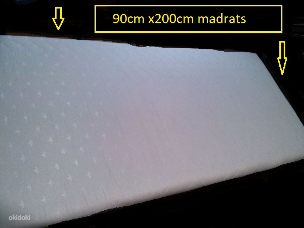 90cm x 200cm täispuidust voodi ja madrats (foto #2)