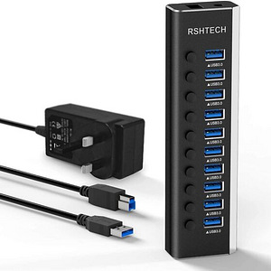 RSHTECH Powered USB 3.0 Hub Aluminum 10 Port USB 3.0 (1 foto / 1)