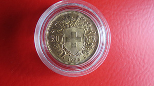 KULDMÜNT SVEITSI 20 FRANKI 1935 LB (2 foto / 6)