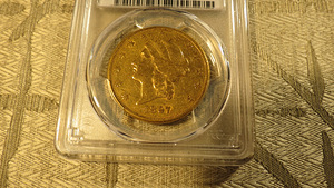 KULDMÜNT 20 USA DOLLARIT 1897 , PCGS SERTIFIKAAT VF35 (2 foto / 10)