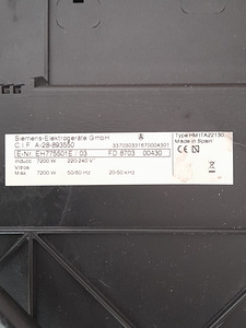Siemens induktsioonpliit 57,5 - 50,5 (3 foto / 3)