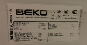 Холодильник/морозильник Beko 170x60x60см