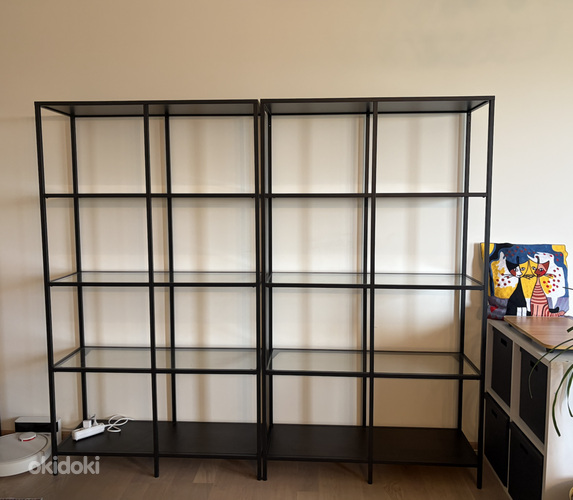 VITTSJÖ Ikea Riiulid 2tk mustjaspruun/klaas, 100x175 cm
