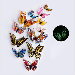 Magnetiga PVC liblikad 12 tk + teip. Pimedas helendavad (4 foto / 7)