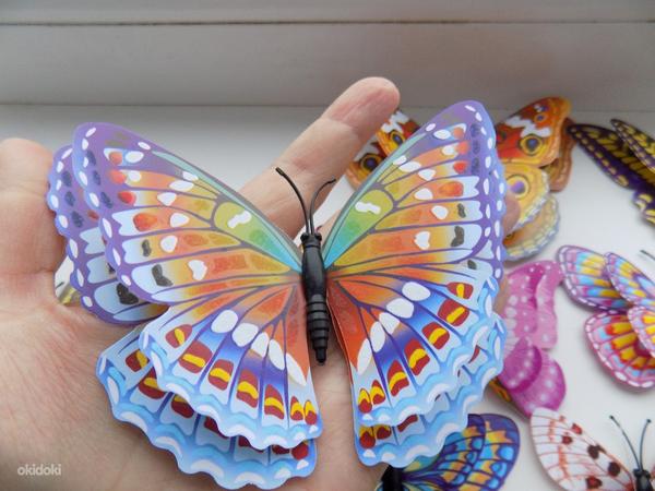 Бабочки на магнитах 12 шт, двойные крылья. Люминисцентные (фото #5)