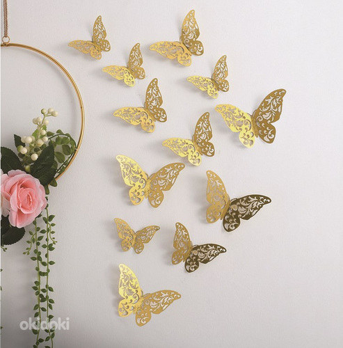 Декоративные бабочки 12 шт в комплекте. Разные цвета (фото #5)