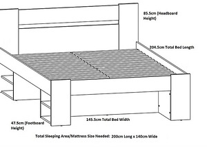 Voodi 140 x 200 + kast (uus, pakitud) (2 foto / 2)