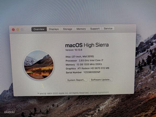 iMac 27" 2010 Intel i7, 1,25TB SSD+HDD heas korras (foto #4)